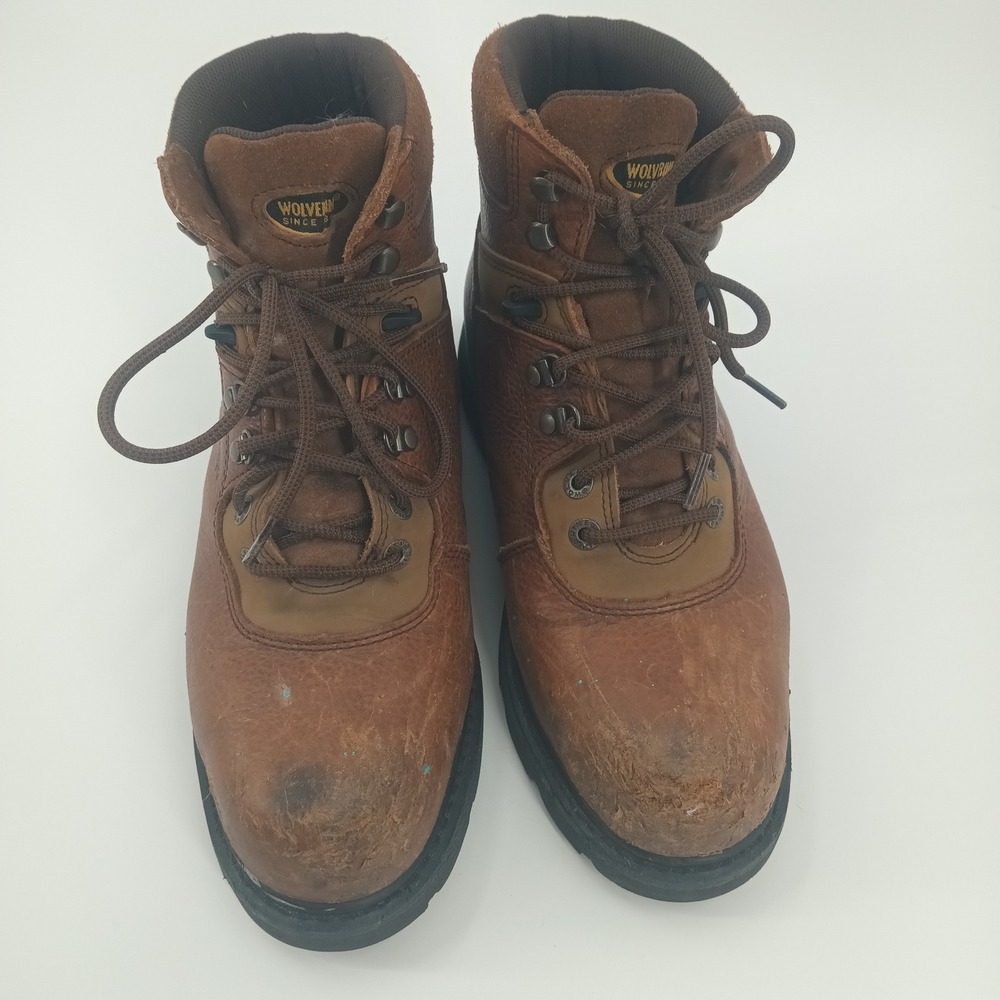 Wolverine Mens Brown Leather 6 Inch Work Boot Lace Up Utility Steel Toe Sz 10EW